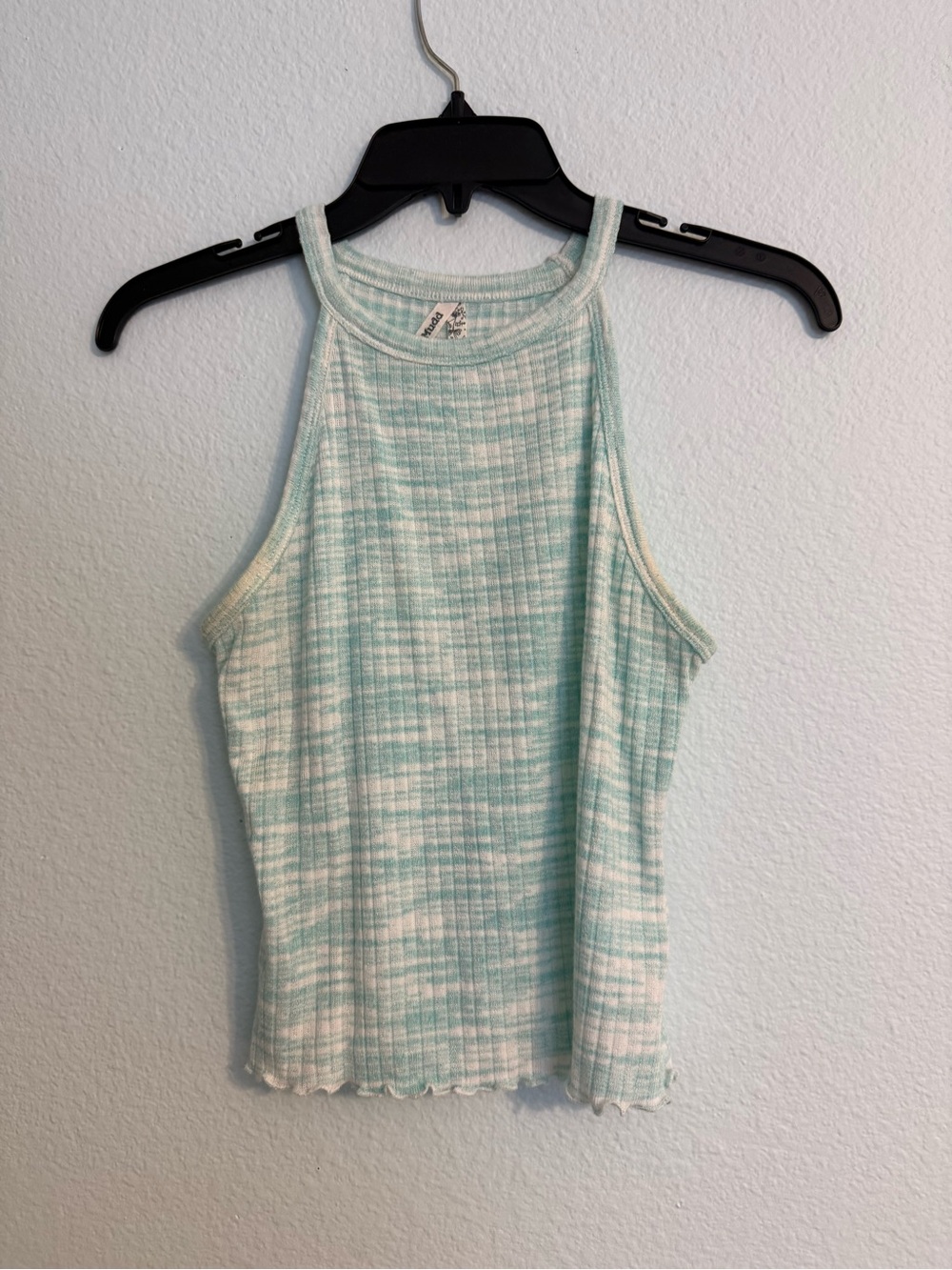 Mudd Mint Ribbed Halter-Style Tank Top